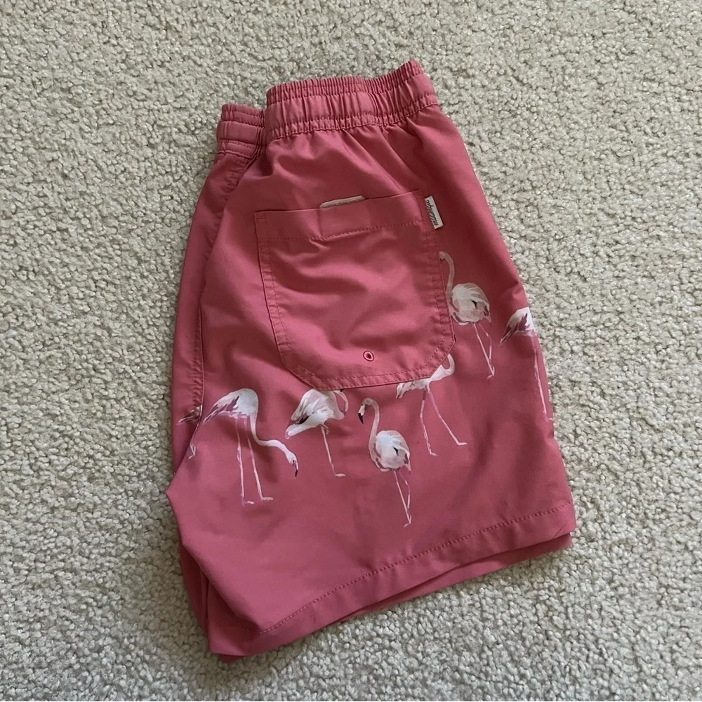 Maamgic Men Swim Shorts Trunks Sz Small 5.5 Quick Dry Pool Beach Coral Flamingo